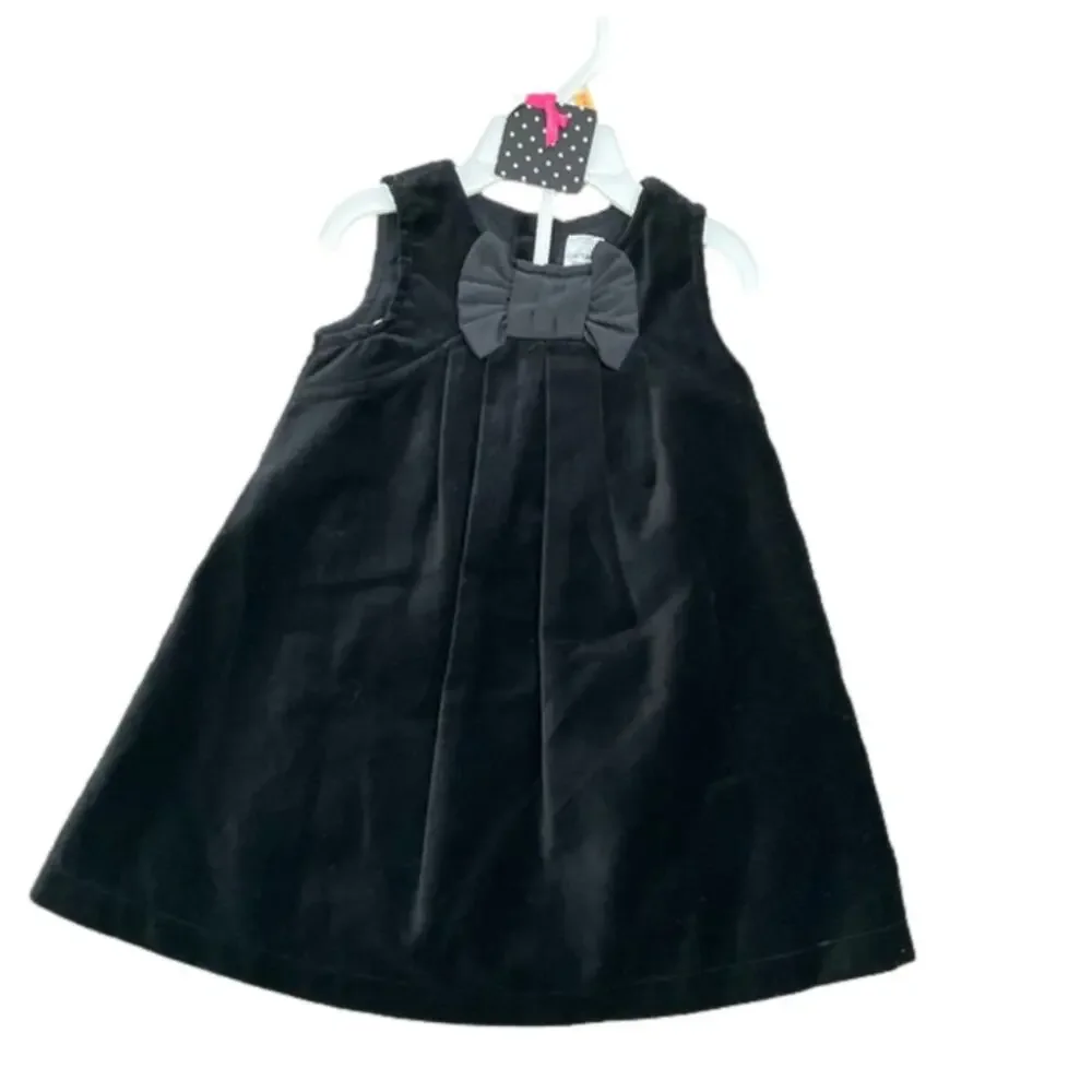 Carter’s Girl's Formal Velour Dress Black Bow Bottoms Size 12 Months NWT